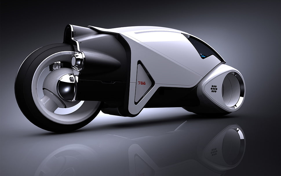 white and black future vehicle HD wallpaper