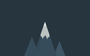 gray and white mountain illustration, minimalism, mountains