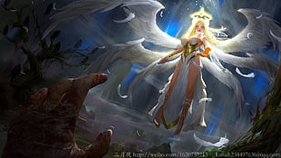 female angel digital wallpaper, fantasy art