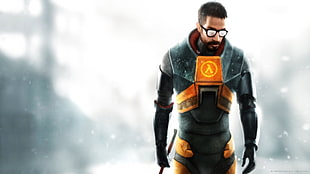 Half Life 2 character illustration, Half-Life 2, Gordon Freeman, crowbar