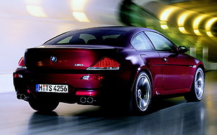 timelapse photo of purple BMW coupe