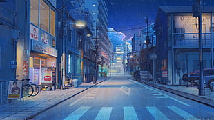 Japan Street illustration, street, digital art, artwork
