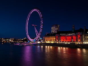 London Eye during nighttime HD wallpaper