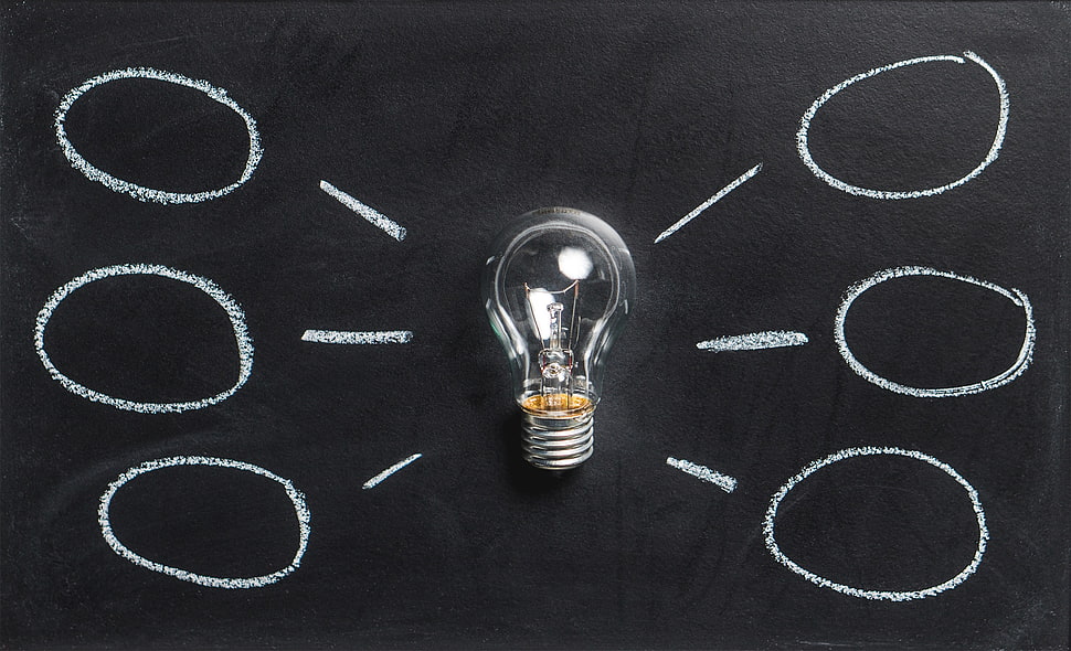 clear bulb with six round illustration HD wallpaper