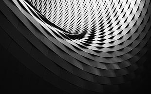 gray and black digital wallpaper, architecture, monochrome, lights, perspective