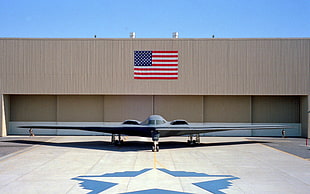 white and blue wooden cabinet, Northrop Grumman B-2 Spirit, aircraft, flag, military aircraft