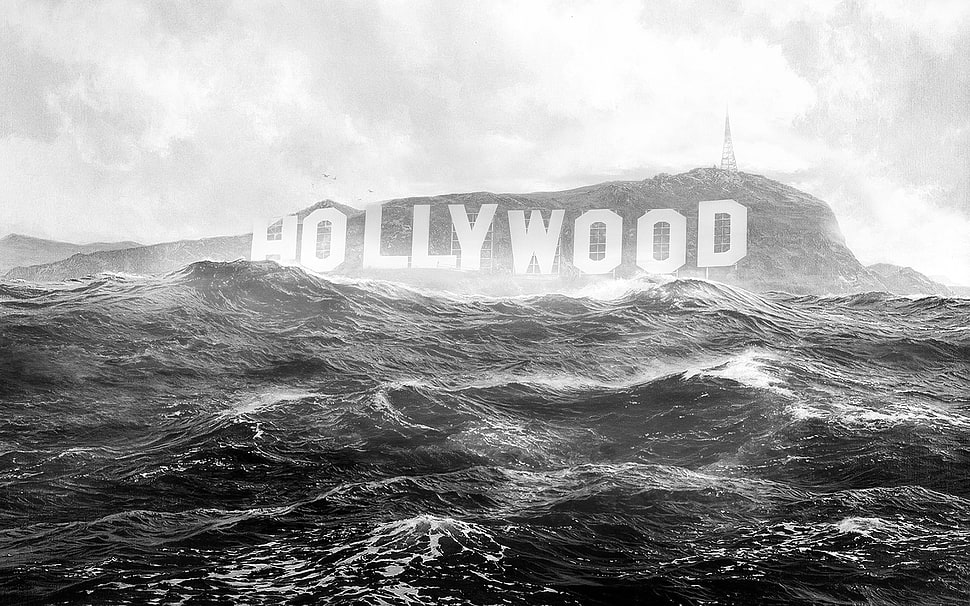 Hollywood grayscale photo, science fiction HD wallpaper