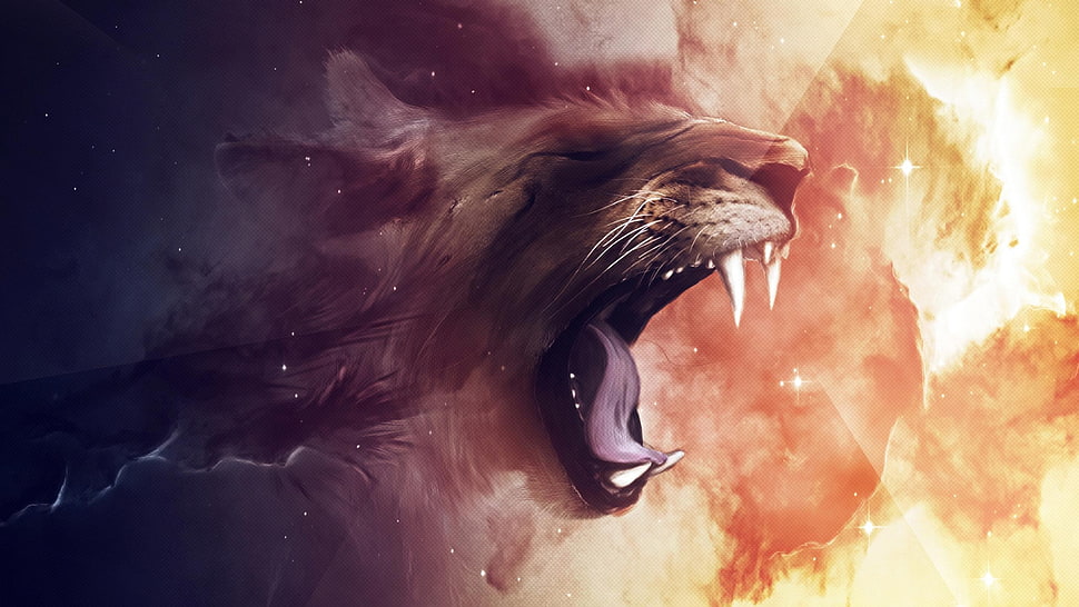 lion illustration, abstract, lion, artwork, animals HD wallpaper