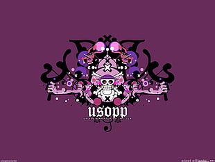purple background with Usopp logo, One Piece, anime