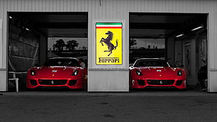 two red Ferrarri cars, car, italian cars, Ferrari 599XX, race cars HD wallpaper