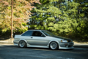 silver coupe, car, Toyota Corolla AE86, Stance, tuning