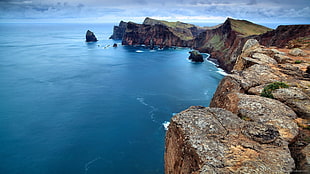 landscape photography of cliff, landscape, sea