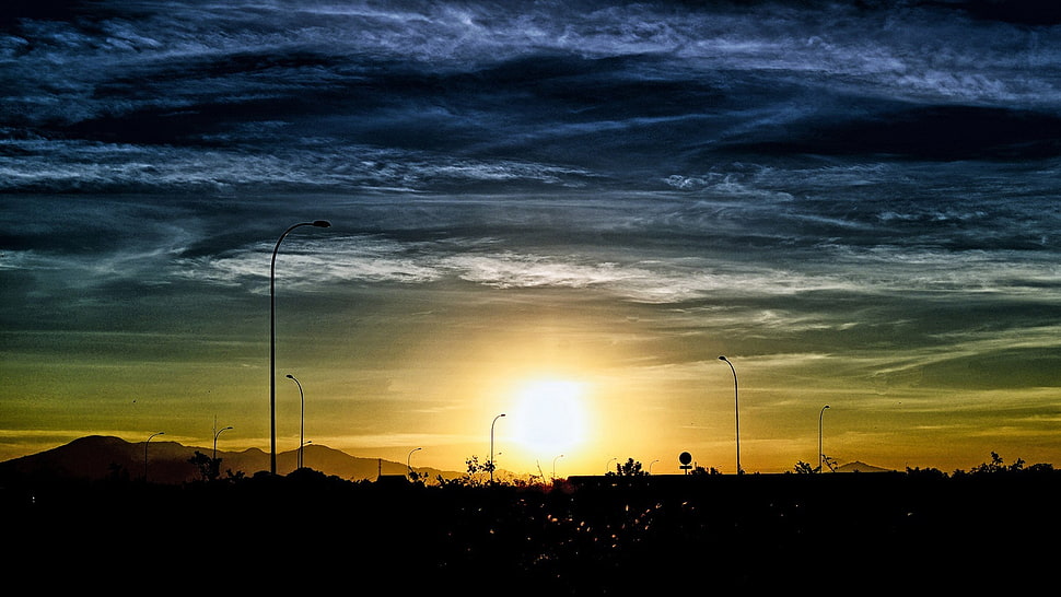 brown and green sky, nature, sky, sunlight, clouds HD wallpaper