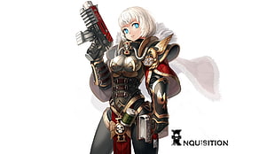 Warhammer 40,000, Sisters of Battle, white hair, blue eyes HD wallpaper