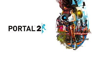 Portal 2 game cover, video games, Portal 2, Chell, P-body