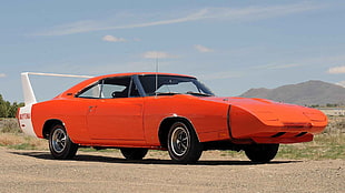 classic orange coupe, daytona, Dodge Charger HD wallpaper