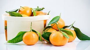orange fruits with plastic bin HD wallpaper