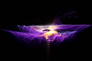 gray screw with purple electricity digital wallpaper, abstract