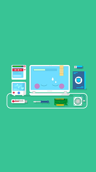 laptop computer illustration, minimalism, vertical
