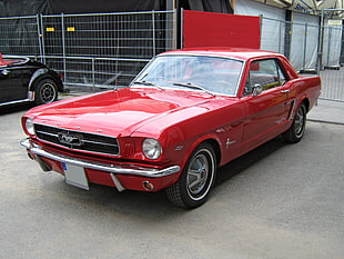 red Ford Mustang coupe