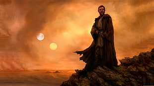Luke Skywalker from Star Wars illustration, Star Wars, Jedi, Obi-Wan Kenobi, Tatooine