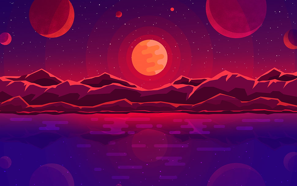 Moon illstration HD wallpaper