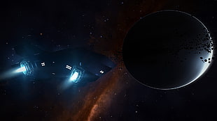 black spaceship, Elite: Dangerous, space HD wallpaper