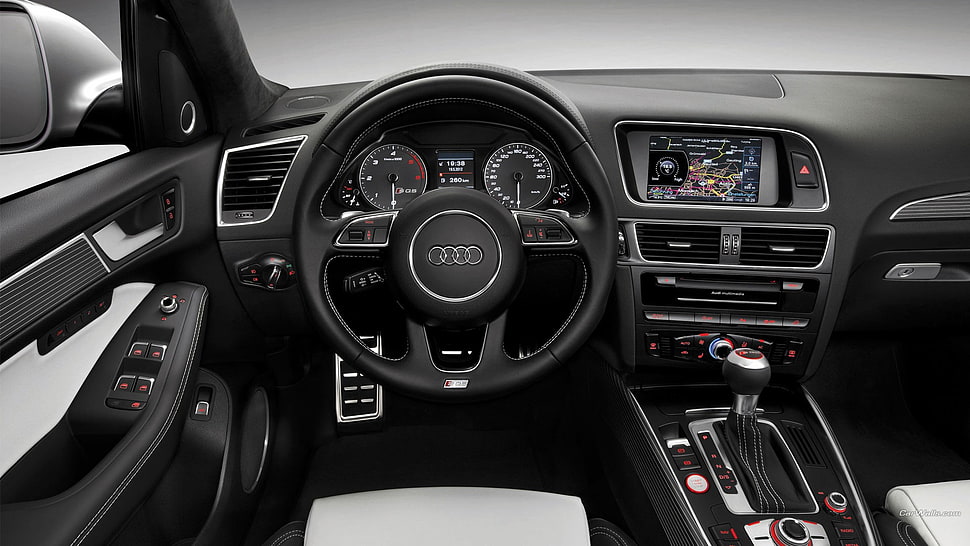 black Audi steering wheel, Audi SQ5, car HD wallpaper
