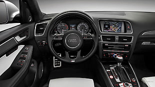 black Audi steering wheel, Audi SQ5, car