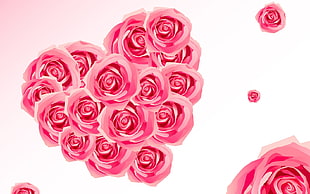heart-shaped pink rose graphic HD wallpaper