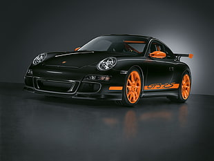 black and orange coupe, Porshe 911 GT3, Porsche 911, Porsche GT3RS, Porsche