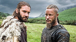 two Vikings actors, Vikings (TV series), Ragnar Lodbrok, Rollo Lothbrok, TV HD wallpaper