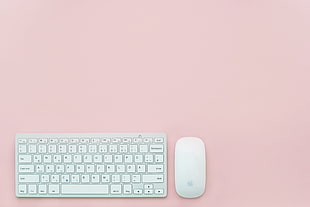 apple, desk, keyboard, clean HD wallpaper