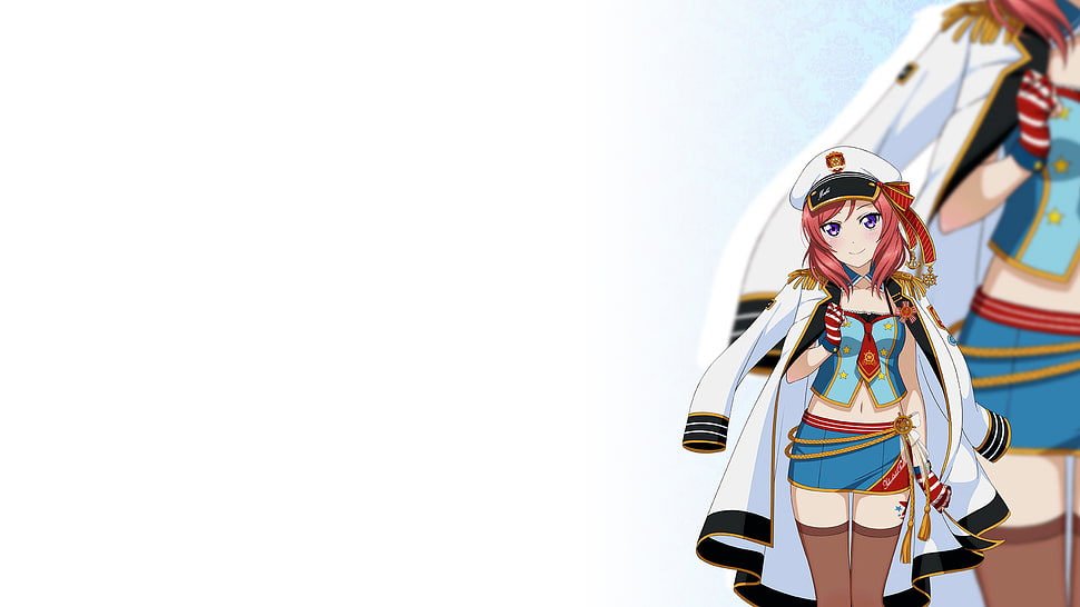female anime character wearing sailor coat and hat wallpaper, Love Live!, Nishikino Maki HD wallpaper