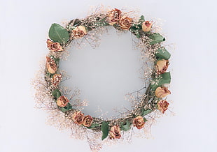 white and green floral crown