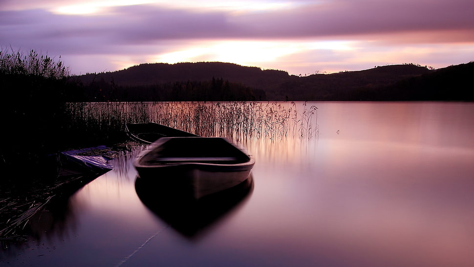 Boat,  Smooth surface,  Surface,  Grass HD wallpaper