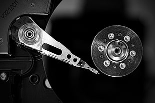 black turntable, monochrome, Hard drives, computer, hardware