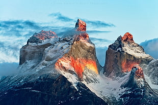 brown mountain, nature, landscape, mountains, snowy peak HD wallpaper