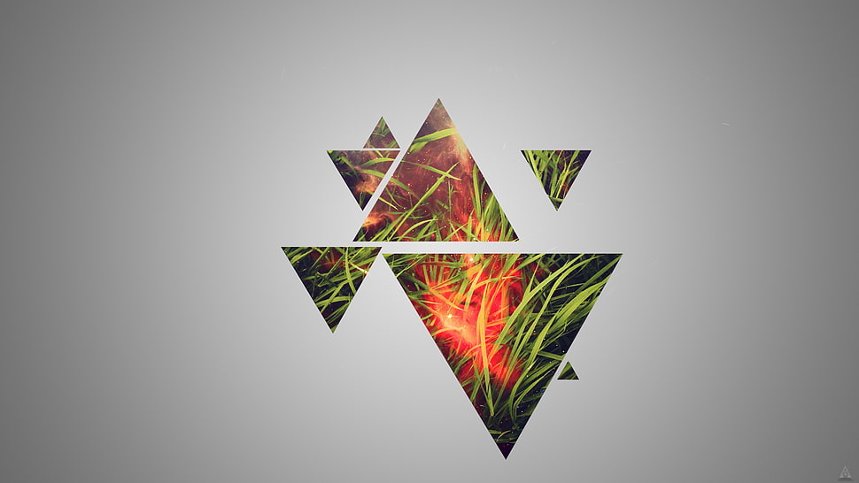 green grass wall decor, grass, triangle HD wallpaper