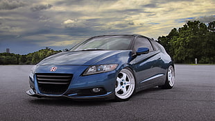 blue Honda coupe HD wallpaper