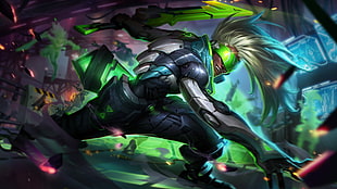 anime character in armour, League of Legends, Project Skins, Ekko HD wallpaper