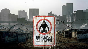 No Humans Allowed signage, movies, District 9, aliens, people