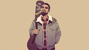 man holding guitar bag vector art, Game of Thrones, fan art, artwork, minimalism