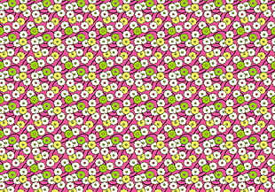 white, pink, and green floral graphic