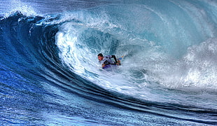 man on surfing on waves, mundo, gran canaria HD wallpaper