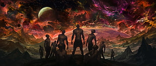 monsters illustration, fantasy art, space, Noah Bradley, planet