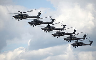 six black helicopters, Mil Mi-28, helicopters, attack helicopters, military