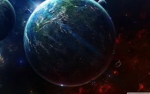 planet earth illustration, space art, planet, space, digital art HD wallpaper