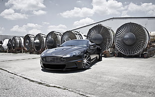 black Aston Martin coupe, car, Aston Martin, motors, turbines