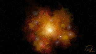 orange nebula, nebula, space HD wallpaper